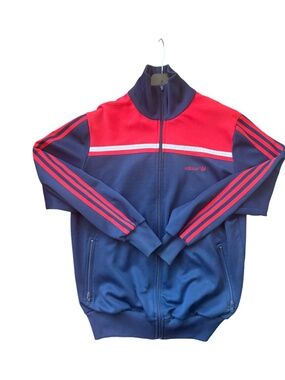 VINTAGE 1980 Adidas Jacket Unisex Blue Red Track Suit